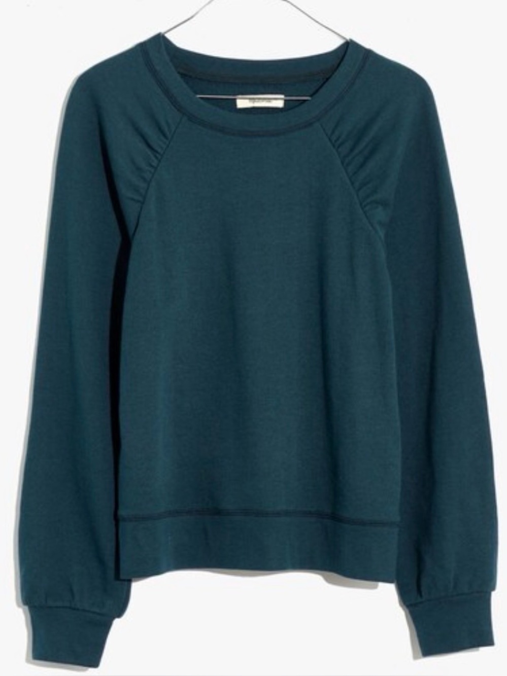 Madewell puff sleeve sweatshirt cotton blend in green lane size L